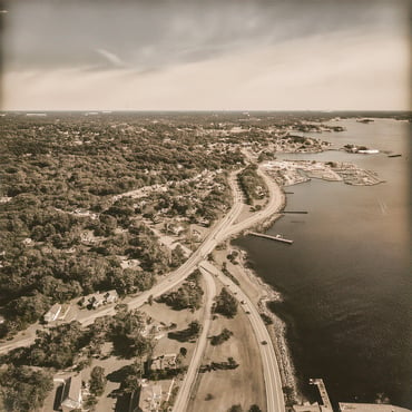 ariel view of rhode island with roads and buildings_____